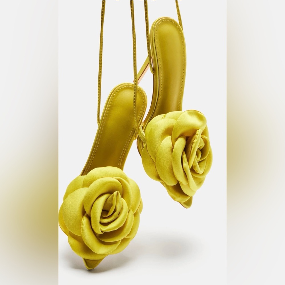 Fashion Nova Yellow Rose Slingback Heels